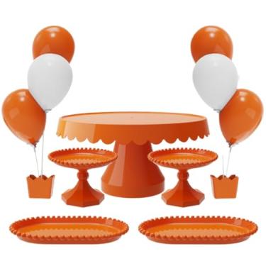 Imagem de Kit com 1 Boleira Plus, 2 Mini Boleira Pérola, 2 Bandeja Pérola e 2 Suporte p/Balões c/ 3 Hastes(LA - LARANJA)