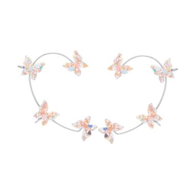 Imagem de 1 par de brincos de borboleta com glitter, zircônia, cryswtal, sem piercing, clipe de orelha ajustável, para mulheres e meninas, Acrílico Zircônia cúbica, Cobre
