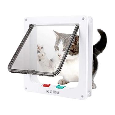 Imagem de Porta para Gato com Trava 4 Vias Portas Internas e Externas Instalação Fácil ABS Resistente ao Clima - Abertura Transpar