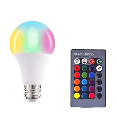 Imagem de Lâmpadas de LED com Controle Remoto Lâmpada Decorativa RGB Branco 16 Cores Brilho Ajustável Efeitos Dinâmicos Decoração