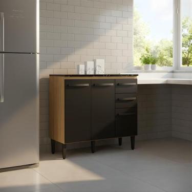 Imagem de Balcão 3 Portas E 2 Gavetas Cozinha Armário Compacto 90cm - Mobigu, Da