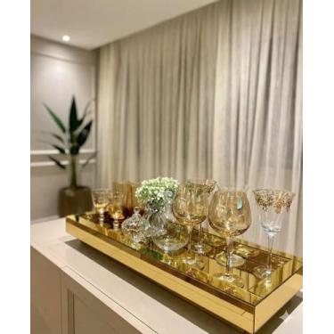 Imagem de Bandeja Dourada Espelhada Sala Luxo 50x25
