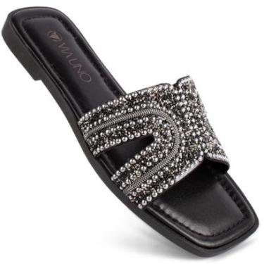 Imagem de Sandália Via Uno Rasteira Elegante Pedraria Strass 948028-Feminino