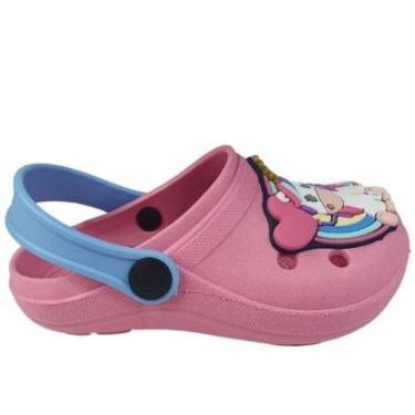 Imagem de Sandália Babuche Infantil Feminina Unicórnio Chinelo Criança Arco-íris Menina Coração-Feminino