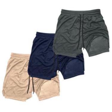 Imagem de Kit 3 Shorts Masculinos 2 em 1 com Camada Térmica e Tecido de Alta Respirabilidade-Masculino