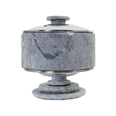 Imagem de Bomboniere Bombom Tampa Vidro Pedra Sabão com Base 22x20cm