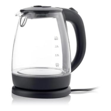 Imagem de Chaleira Elétrica Jarra 1.8L - 110V, Mistura de Inox e Vidro, Ideal para Preparar Café e Chá em Casa e Escritório
