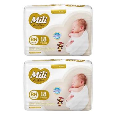 Imagem de Kit C2 Fralda RN Mili Love Care Premium C/18 Unidades - Mili