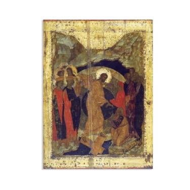 Imagem de SDYJ6GSW A descida ao inferno Andrei Rublev reprodução de pintura em tela famosa arte religiosa decoração de parede para sala de estar Andrei Rublev impressão em tela pronta para pendurar pôster