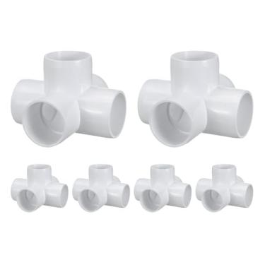 Imagem de DTGN 6 peças de encaixe de PVC de cotovelo de 3,8 cm, encaixe de tubo de PVC de grau cruzado de 5 vias SCH40, conector de cotovelo de canto DIY para móveis de construção, conexão de estrutura de