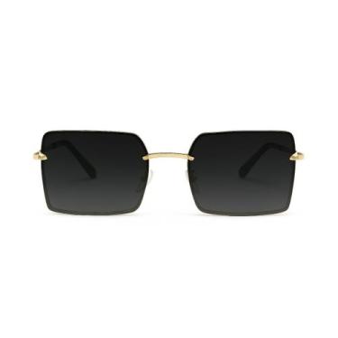 Imagem de Óculos de Sol Quadrado Dourado com Lente Preta Premium - FMF, Preto