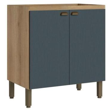 Imagem de Balcão 80 Cm 2 Portas Finesse Sem Tampo Capuccino Azul - Thb - THB MÓV