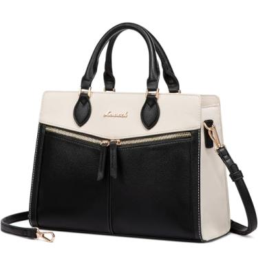 Imagem de LOVEVOOK Bolsas e bolsas femininas, bolsas pretas de couro granulado para mulheres, bolsa tiracolo, Preto/bege, Medium, Clássico