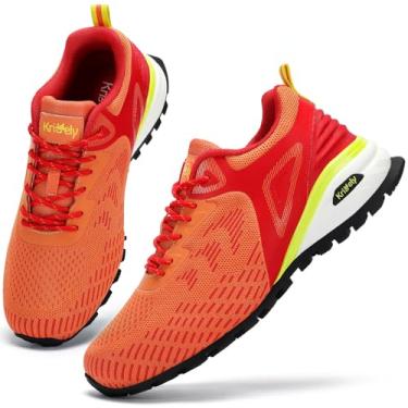 Imagem de Kricely Tênis masculino de corrida em trilha, antiderrapante, para caminhada, tênis moderno, para treino, Laranja, 8