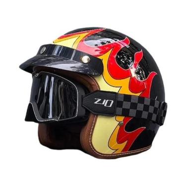 Imagem de Capacete De Motocicleta Vintage Certificado DOT 3/4 Jet Mask ORZ-058C,