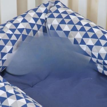 Imagem de Caminha Pet Retangular Cama Lavável Confortável Cachorro Gato Fibra Silicone Estampas(Triângulo Marinho)