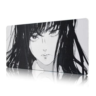 Imagem de Tapete de mouse grande de anime com bordas costuradas, tapete de mesa grosso à prova d'água para jogos, 80 cm x 39,9 cm, protetor de laptop para desktop, base antiderrapante de 4 mm para trabalho em