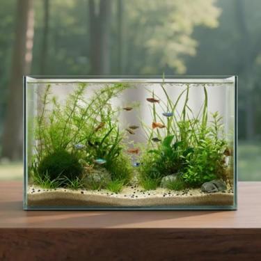 Imagem de Cubo de aquário de vidro de 3 galões, pequeno aquário para peixes Betta Goldfish Caracóis camarão, plantio aquático, design ultra claro sem aro para espaços pequenos de mesa