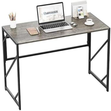 Imagem de Escrivaninha moderna para computador para escritório em casa, sem montagem, mesa dobrável para pequenos espaços (carvalho preto, 80 cm)