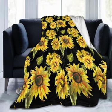 Imagem de Cobertor de girassol em aquarela para mulheres, 101 x 127 cm, cobertores decorativos macios e quentes para casa, sala de estar, cama, sofá, estilo17