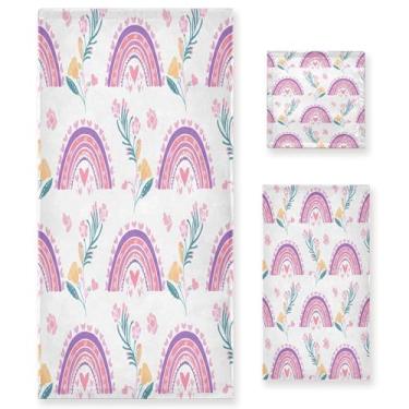 Imagem de xigua Conjunto de toalhas de banheiro florais coloridas absorventes macias 3 peças toalha de banho toalha de mão toalhas decorativas para banheiro, academia, hotel, praia, piscina