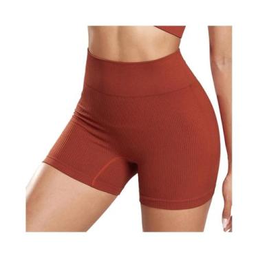 Imagem de Shorts De Yoga Femininos De Cintura Alta Sem Costura, Ajuste Slim, Elá