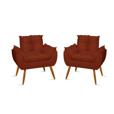 Imagem de Kit 02 Poltronas Decorativas Opala Pés Palito - Sala Terracota