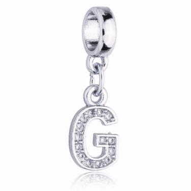 Imagem de Berloque Letra G Cravejada Zircônia Banhado Prata 925 - WORK SEMIJOIAS