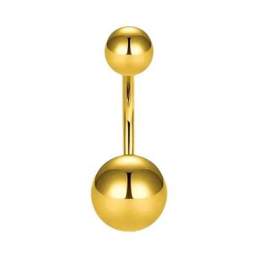 Imagem de Piercing De Umbigo Em Aço Inoxidável Dourado Com Flor E Coração De Cri