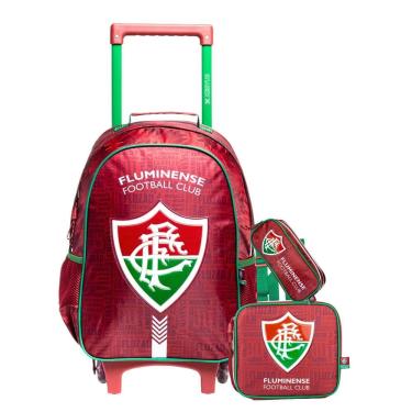 Imagem de Kit Escolar Fluminense Mochila Rodas + Lancheira + Estojo