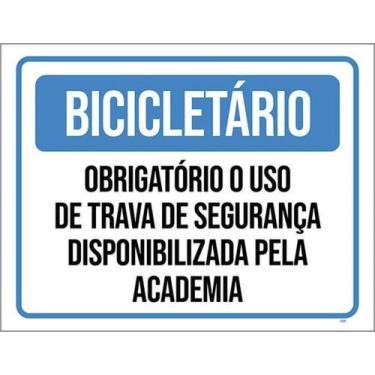 Imagem de Kit 3 Placas Bicicletário Academia Trava Segurança 36X46 - Sinalizo