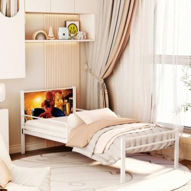 Imagem de Cama Juvenil De Aço Industrial Com Grade De Proteção E Cabeceira