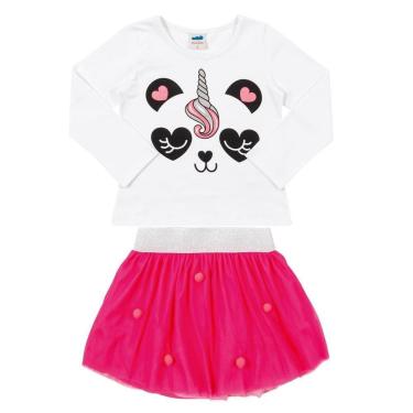 Imagem de Conjunto Infantil Love Camiseta Longa Saia Tule Marlan-Feminino