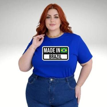 Imagem de Camiseta Feminina Plus Size Estampa Made In Brasil Brasileiridade-Feminino