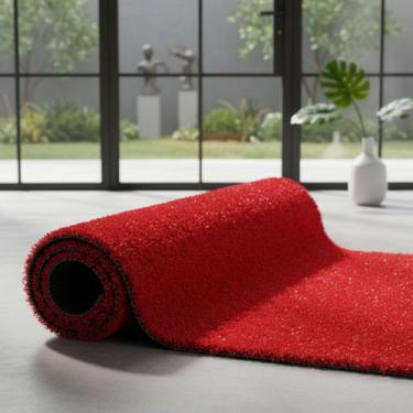 Imagem de Tapete Grama Sintética Vermelha Decoração Provençal Varanda - Plast co