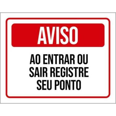 Imagem de Kit 5 Placas Aviso Entrar Sair Registre Seu Ponto - Sinalizo