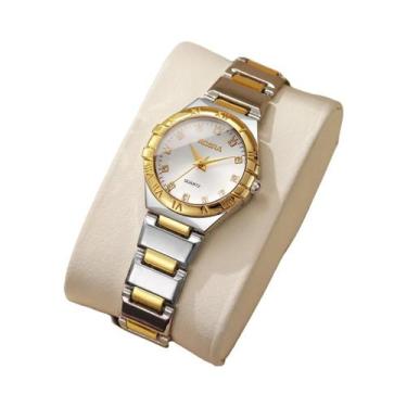Imagem de Relógio Feminino De Quartzo Com Strass, Pulseira De Aço Inoxidável, Re