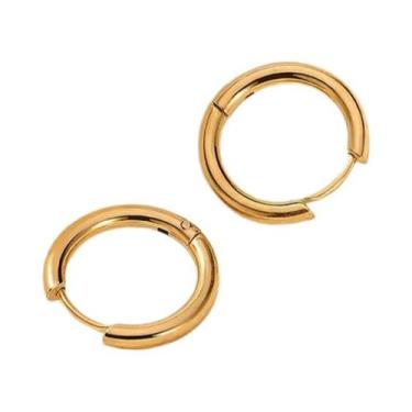 Imagem de Brincos De Argola Em Aço Inoxidável Preto, Dourado E Prateado, 5 Peças