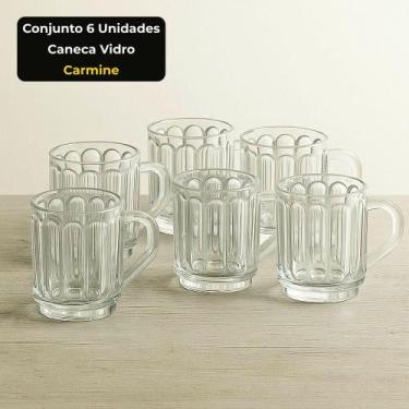 Imagem de Conjunto Jogo 6 Canecas Vidro Carmine 245ml Transparente Resistente co