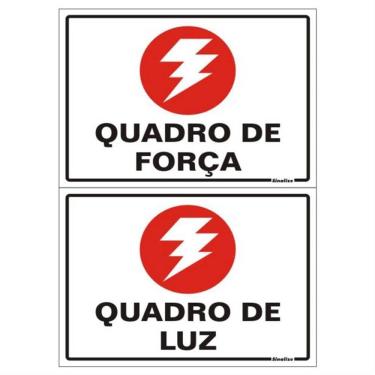 Imagem de 2 Placas de Poliestireno Autoadesiva 20x10 Quadro de Força - Quadro de Luz 250 Ax Sinalize Plac