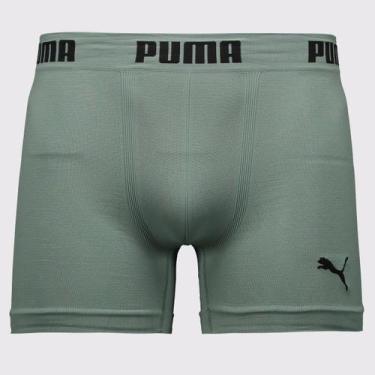 Imagem de Cueca Boxer Puma Sem Costura Verde e Preta, M