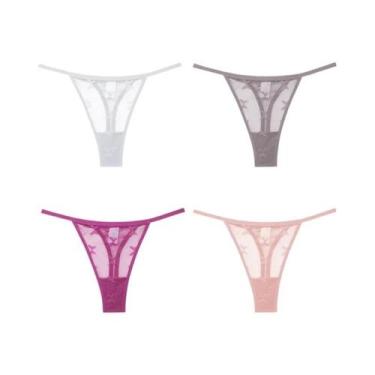 Imagem de Conjunto De 4 Tangas De Renda De Cintura Baixa Confortáveis, Calcinhas