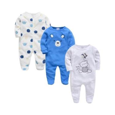 Imagem de Macacão De Bolinhas Para Bebês Meninas De 0 a 12 Meses, Conjunto De 3 