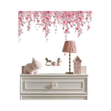 Imagem de Adesivos De Parede De Flores Rosas Para Quarto De Meninas, Sala De Est