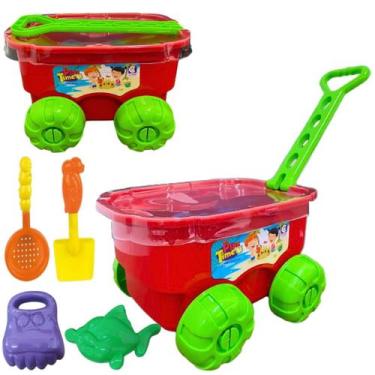 Imagem de Carrinho Infantil Com Acessórios De Praia Rodinhas Molde Bichinhos Alç