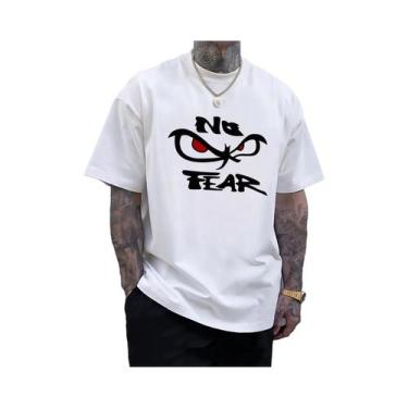 Imagem de Camiseta Masculina Oversized De Algodão Com Estampa 'No Fear' E 'Deter