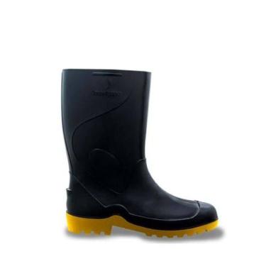 Imagem de Bota Pvc Impermeável Cano Médio 28cm Preta/amarela Nº39 - Innpro