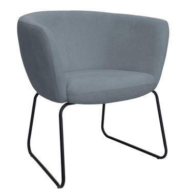 Imagem de Poltrona Decorativa Isis Base Aço Preto Bouclé Azul Claro - Nexta Casa