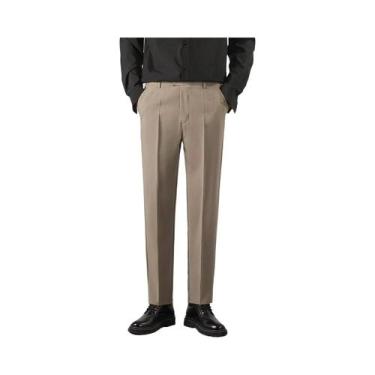 Imagem de Calças Casuais Slim Fit De Cor Sólida Para O Verão Masculino, Moda Clá