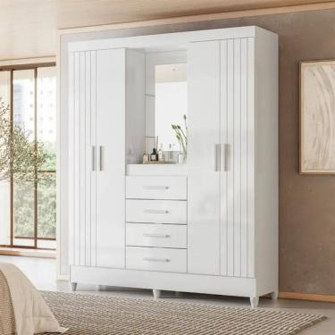 Imagem de Guarda-Roupa Solteiro 4 Portas 4 Gavetas Capelinha Atenas Moval